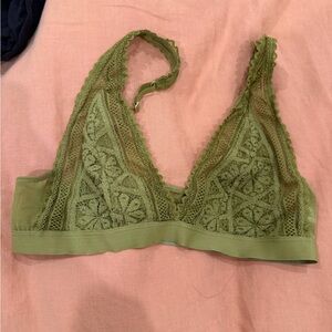 Aerie Olive Green Lace Crop bralette small